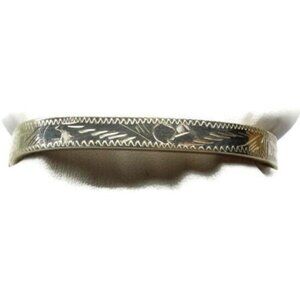 925 Hinged Bangle Bracelet Engraving Square Shape Sterling Silver Patina